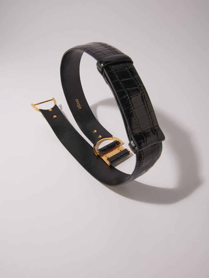 Ceinture large en cuir effet croco