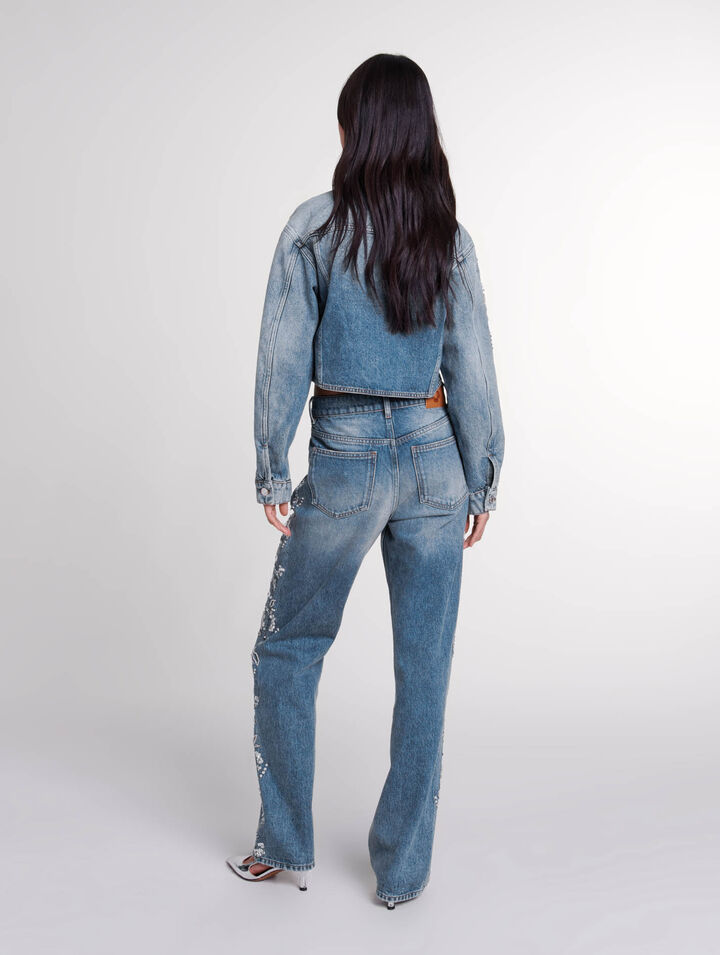 Blouson en denim brodé 