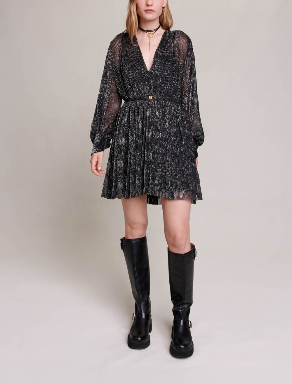 Robe courte métallisée