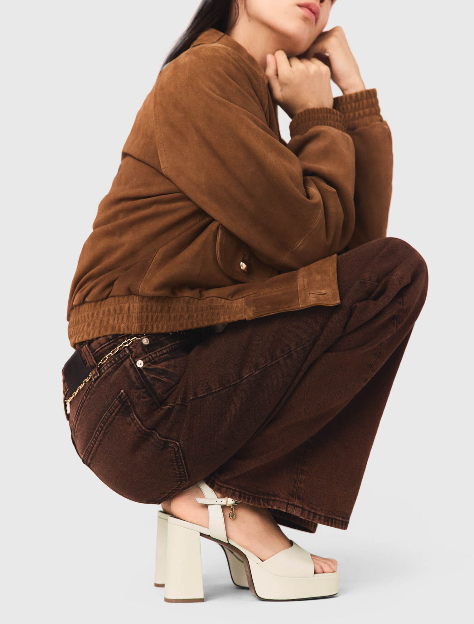 Sandales en cuir &agrave; plateforme