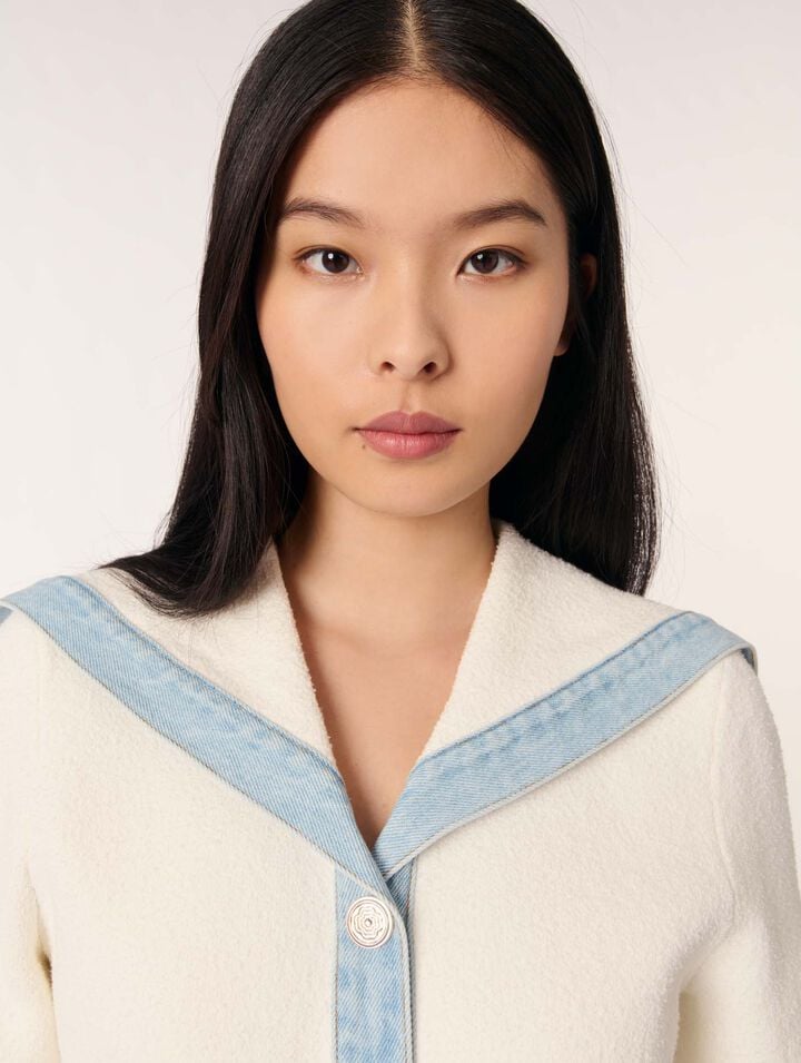 Cardigan col marin à détails denim