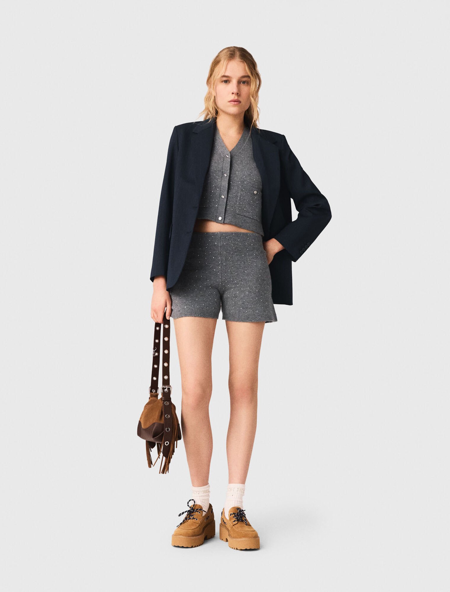 Short en maille avec strass