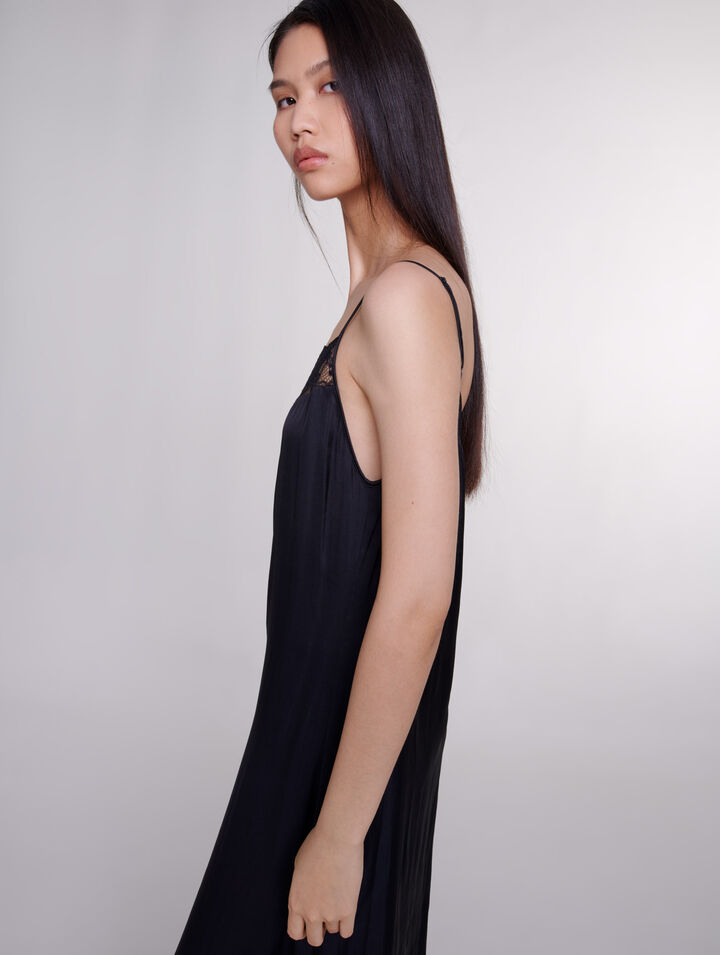 Robe longue satinée