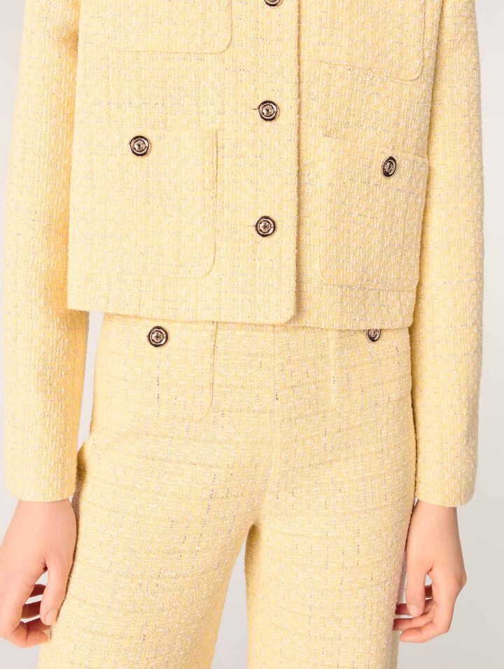 Pantalon droit en tweed et lurex