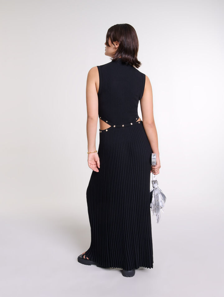 Robe longue en maille côtelée