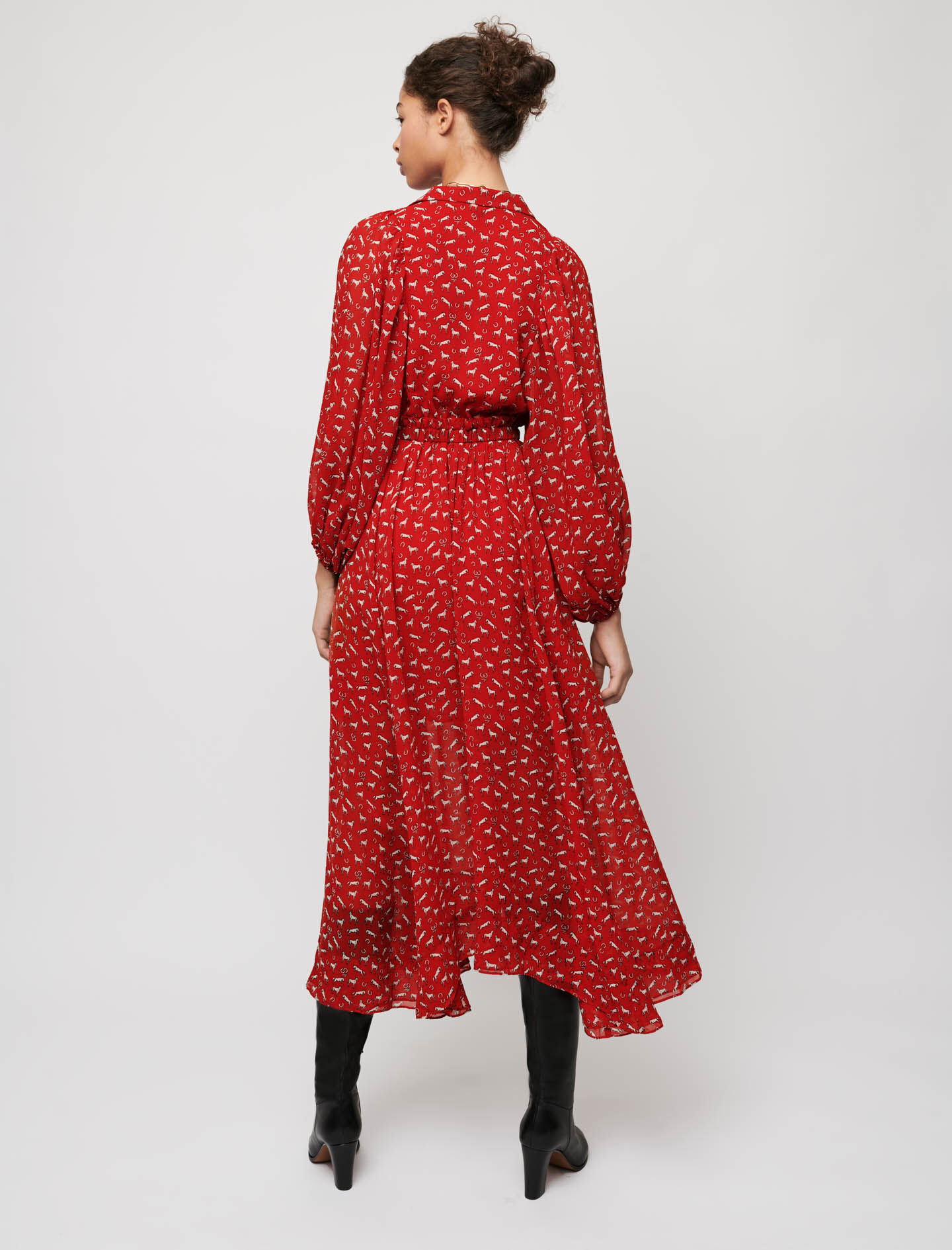 Robe longue maje rouge discount