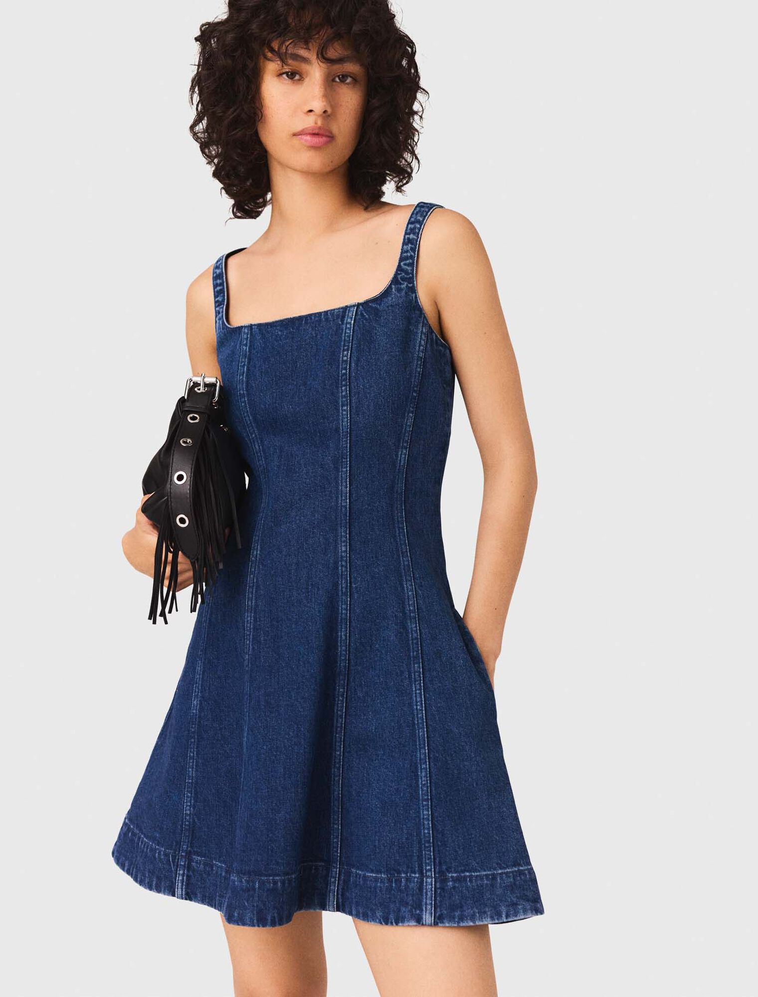 Robe patineuse courte en denim