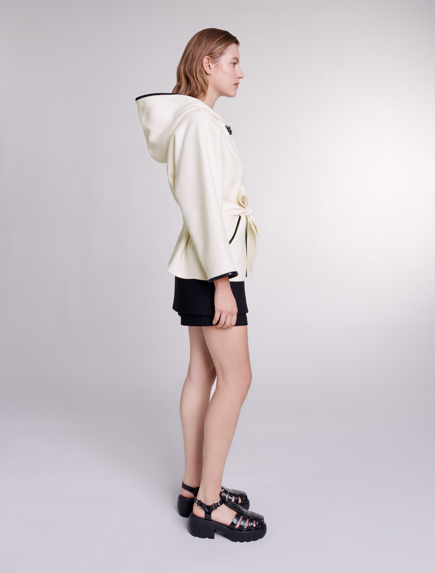 Manteau effet cape en laine
