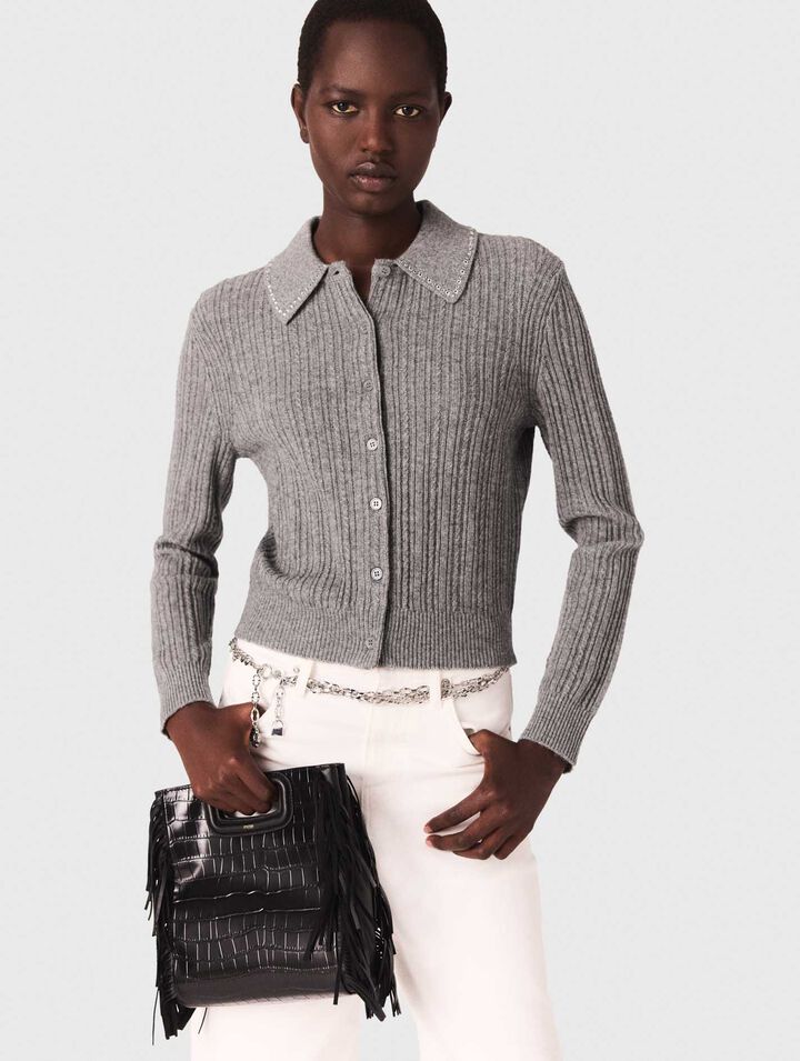 Cardigan avec col strassé