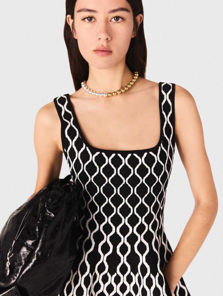Robe courte en maille jacquard