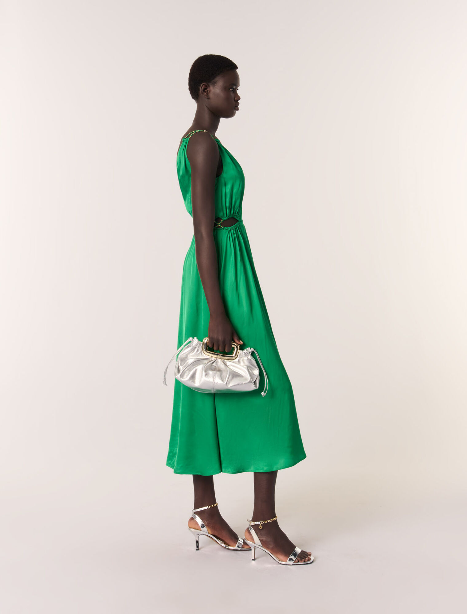 Robe longue satinée