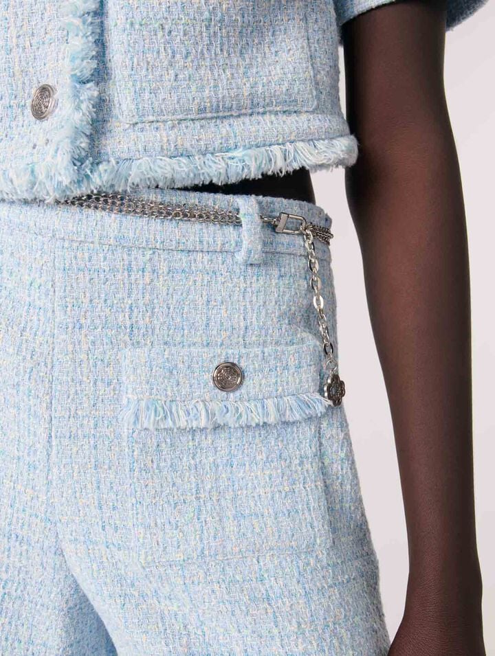 Short en tweed avec ceinture