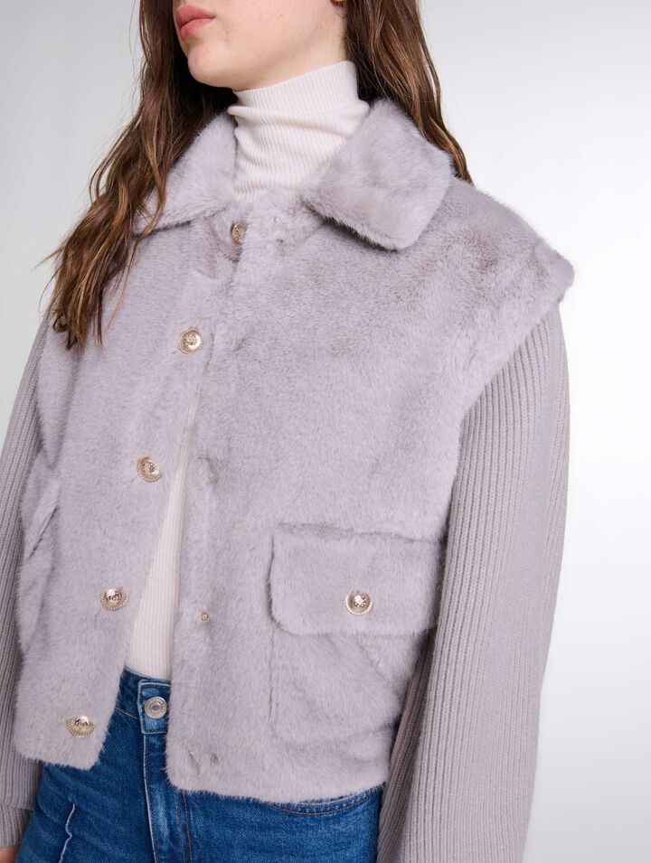 Veste fausse fourrure bi-matière