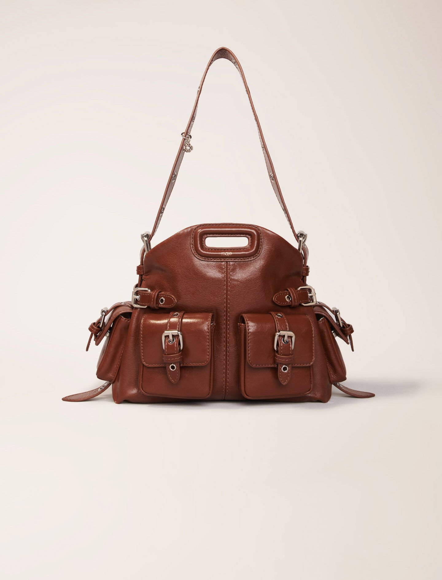 maje Sac Miss M Mini cargo en cuir use Rouge