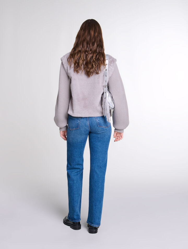 Veste fausse fourrure bi-matière