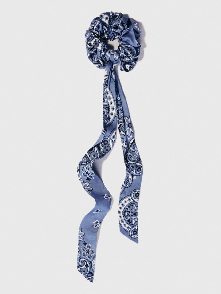 Chouchou avec foulard ruban imprimé