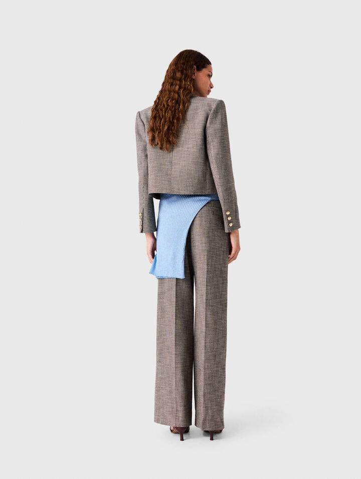 Veste de tailleur courte &agrave; carreaux