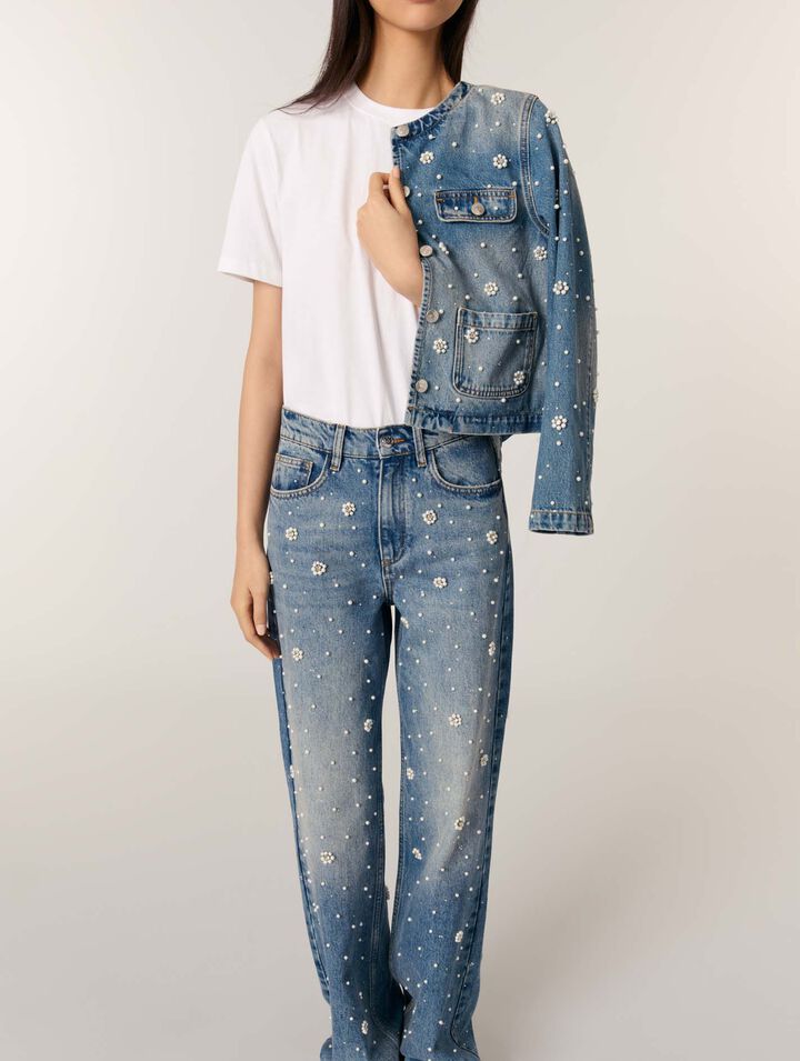 Jean large brodé