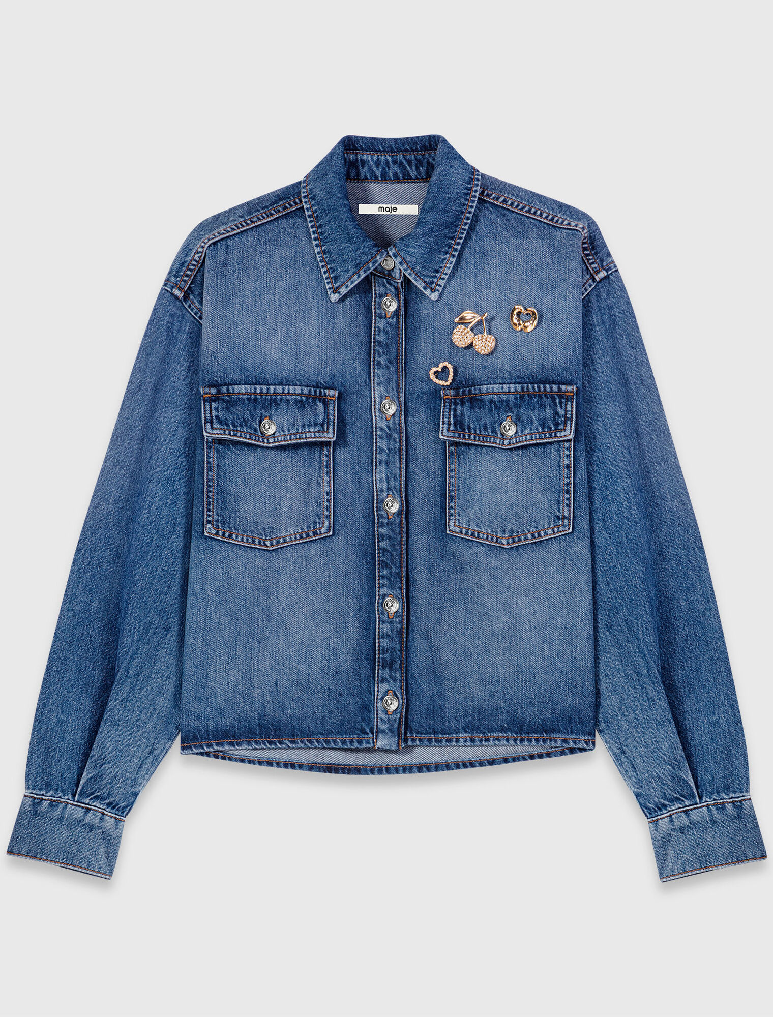 Chemise en denim avec broches