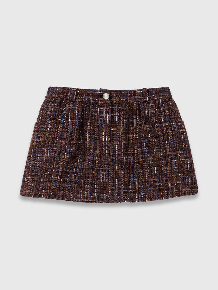 Short en tweed avec bande élastique