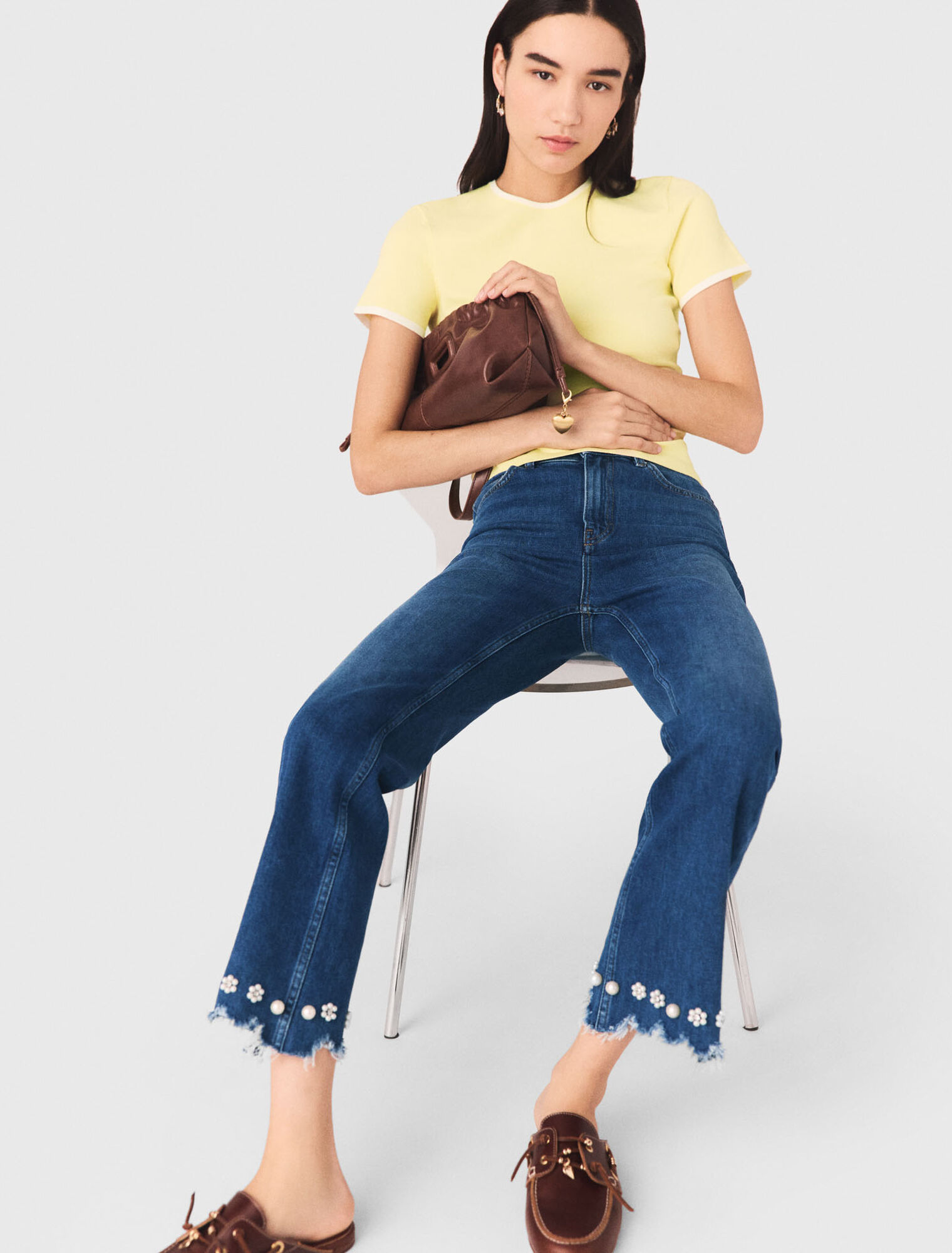 Jean bootcut avec perles