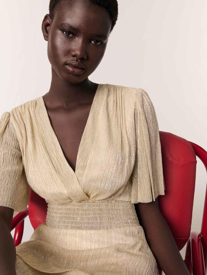 Robe à volants métallisée