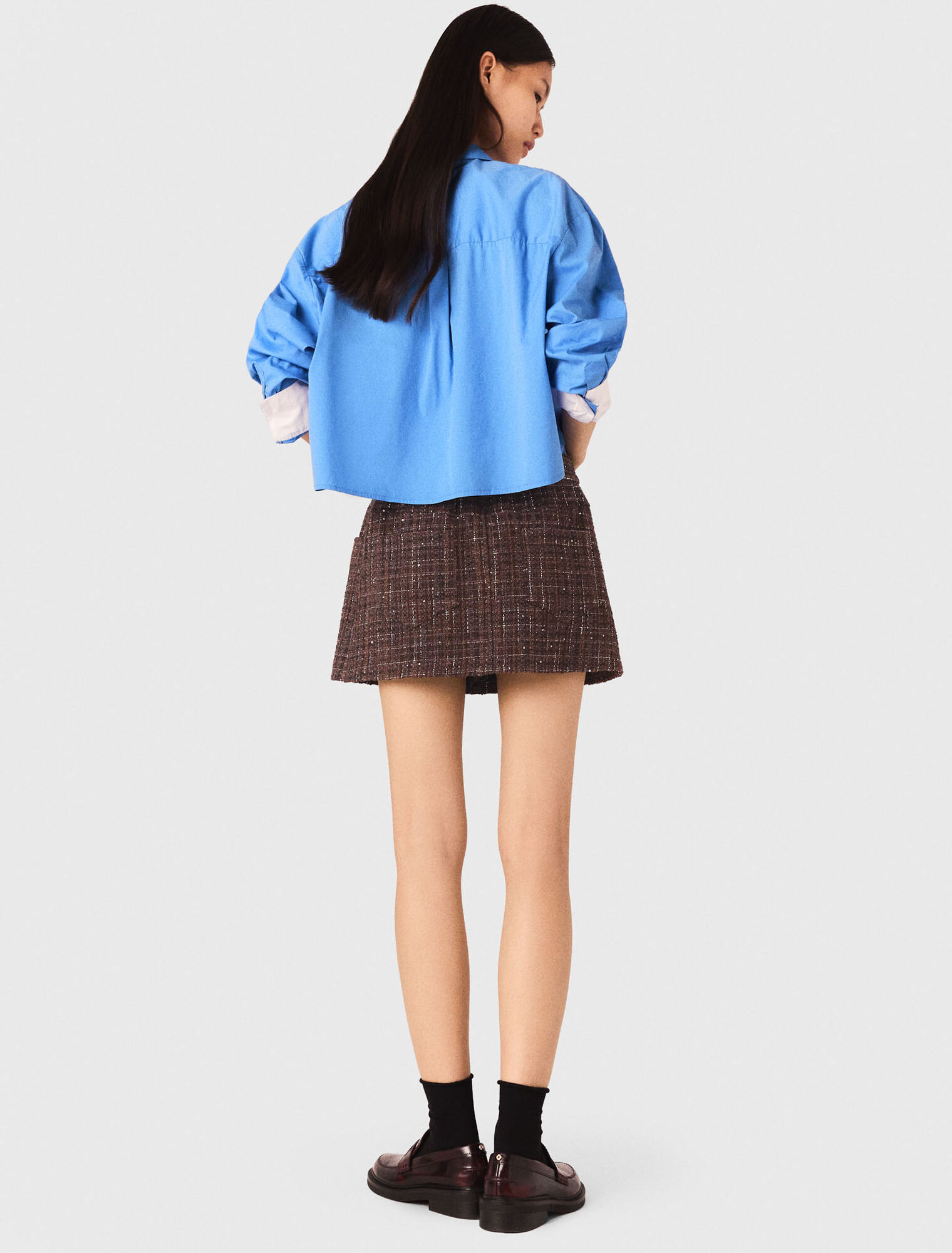 Short en tweed avec bande élastique
