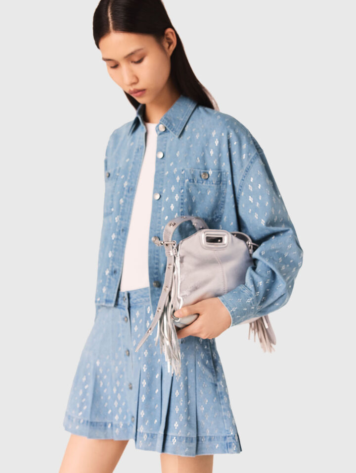 Chemise courte en jean strassée
