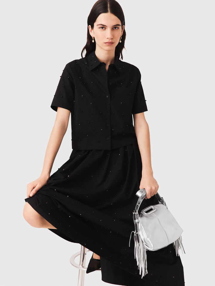 Chemise avec strass et perles