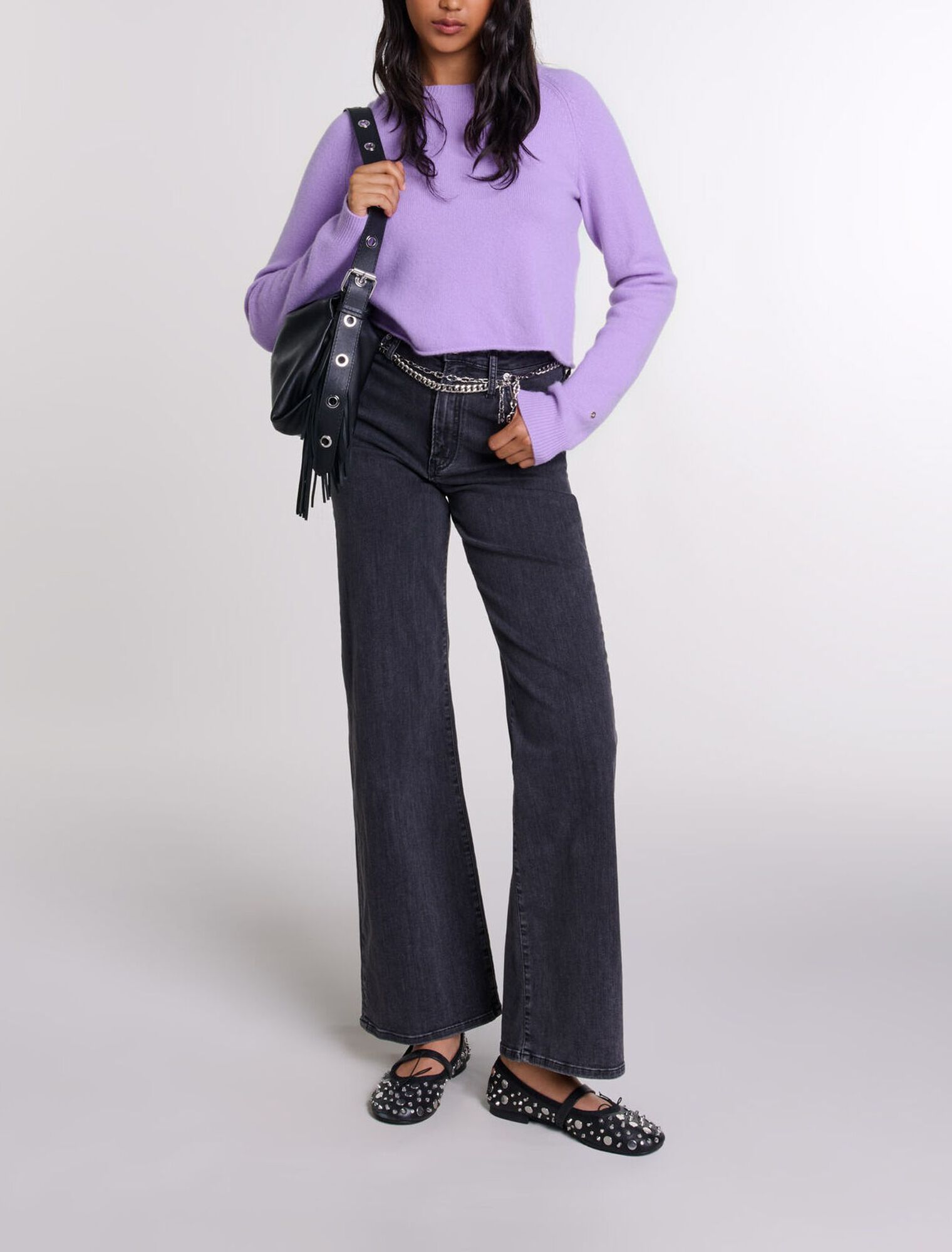 Jean baggy &agrave; ceinture noir