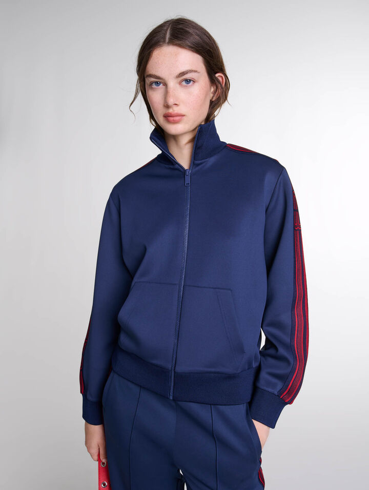 Sweat zippé à bandes