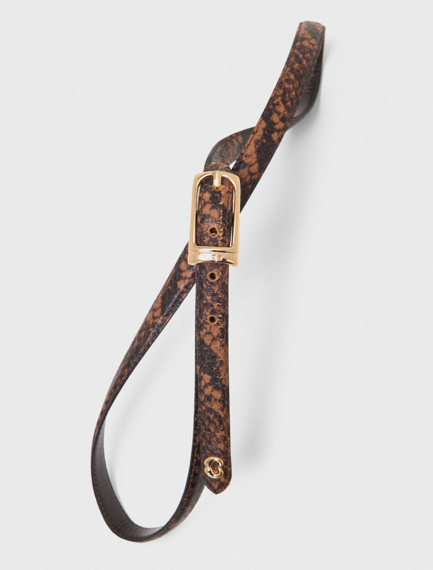 Ceinture fine en cuir emboss&eacute;