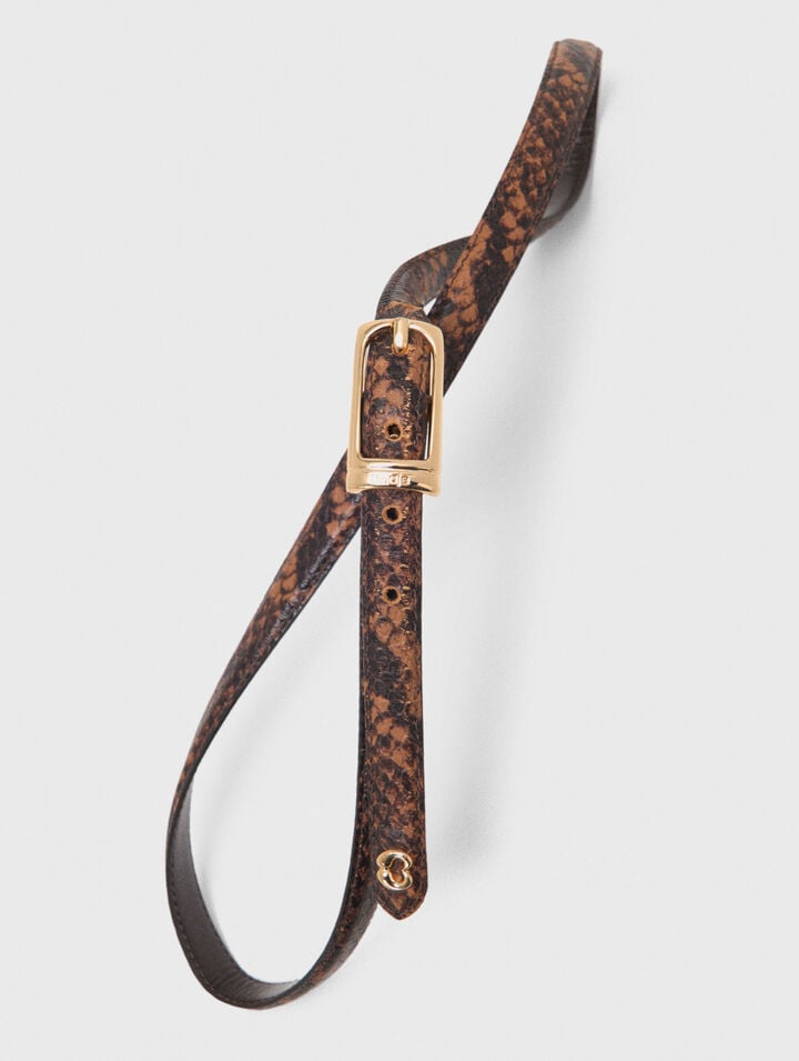 Ceinture fine en cuir emboss&eacute;