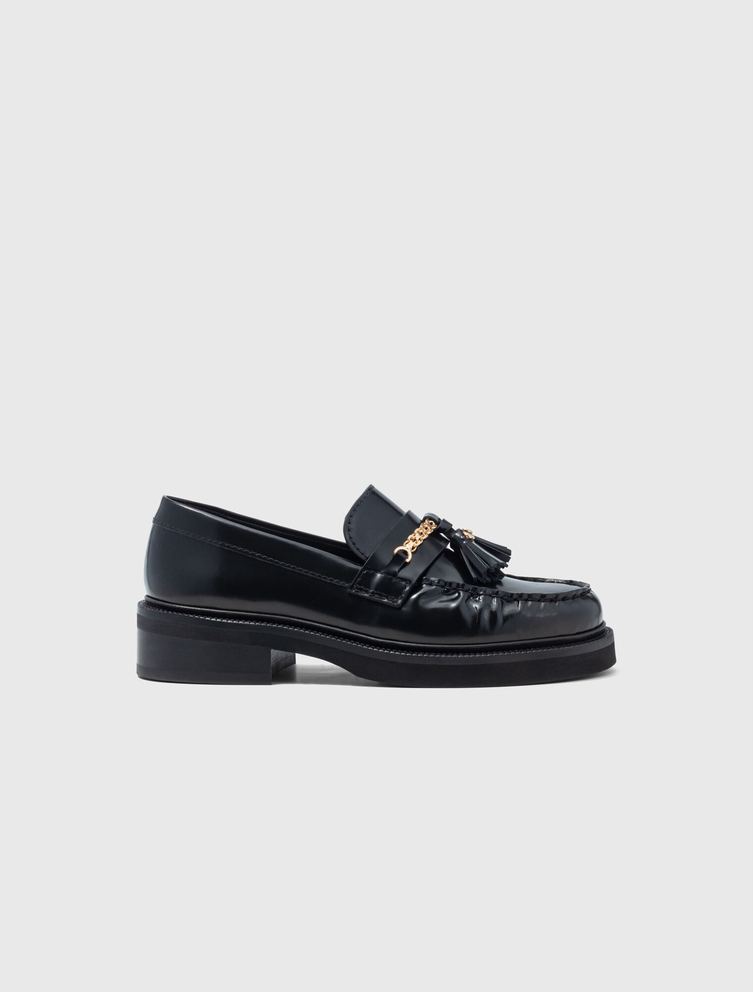 Mocassins en cuir &agrave; bords pliss&eacute;s