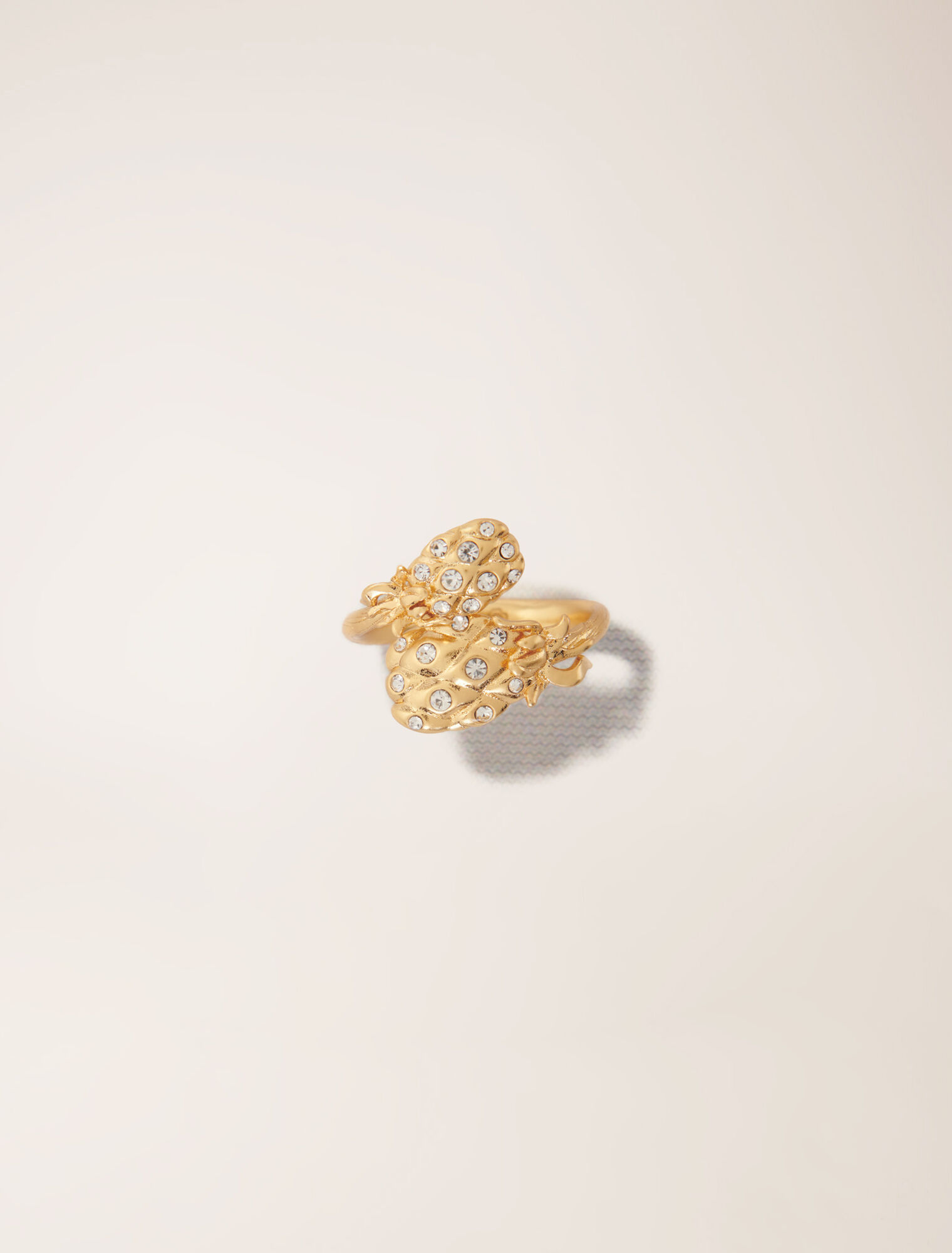 Bague double ananas à strass