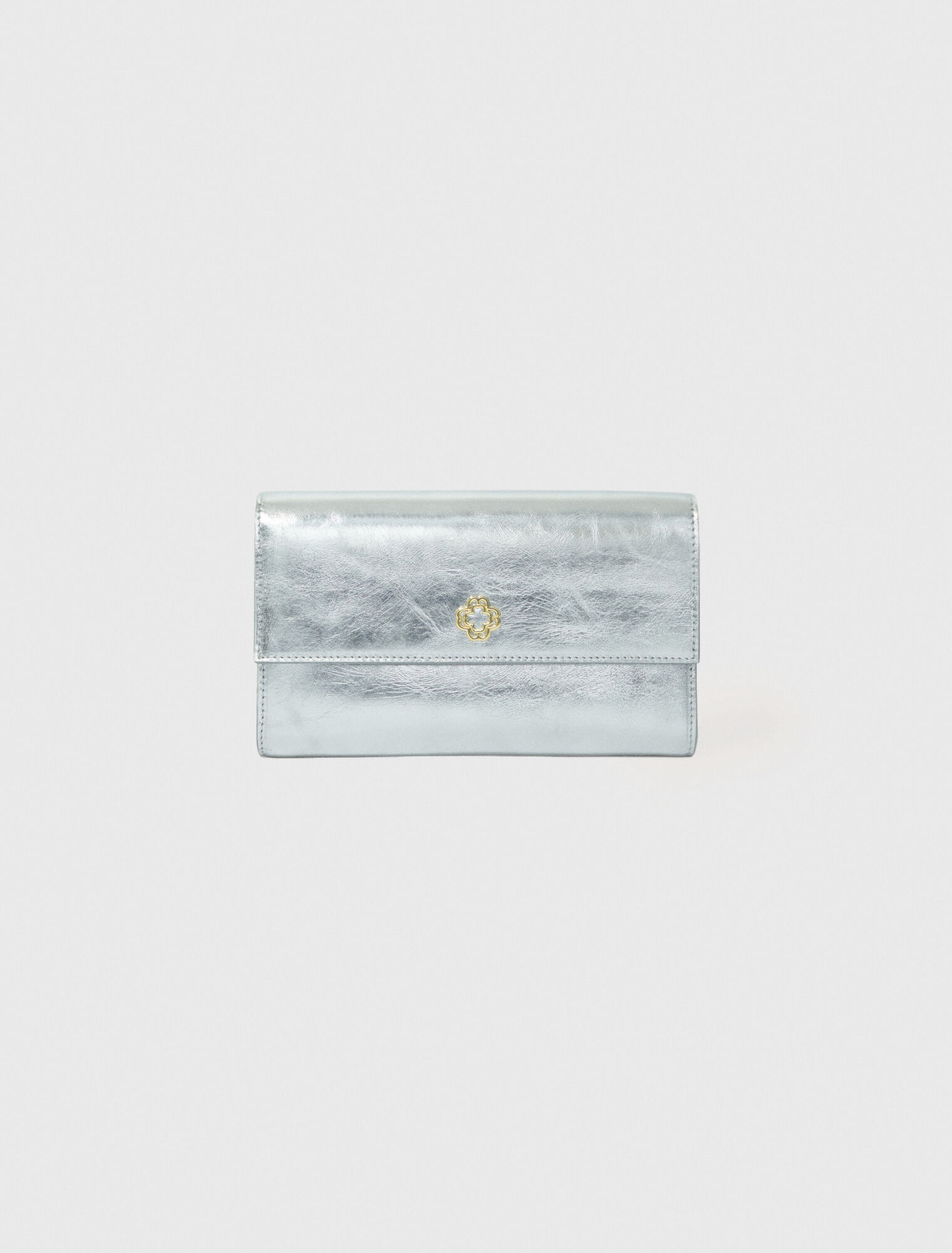 Pochette en cuir métallisé à chaîne