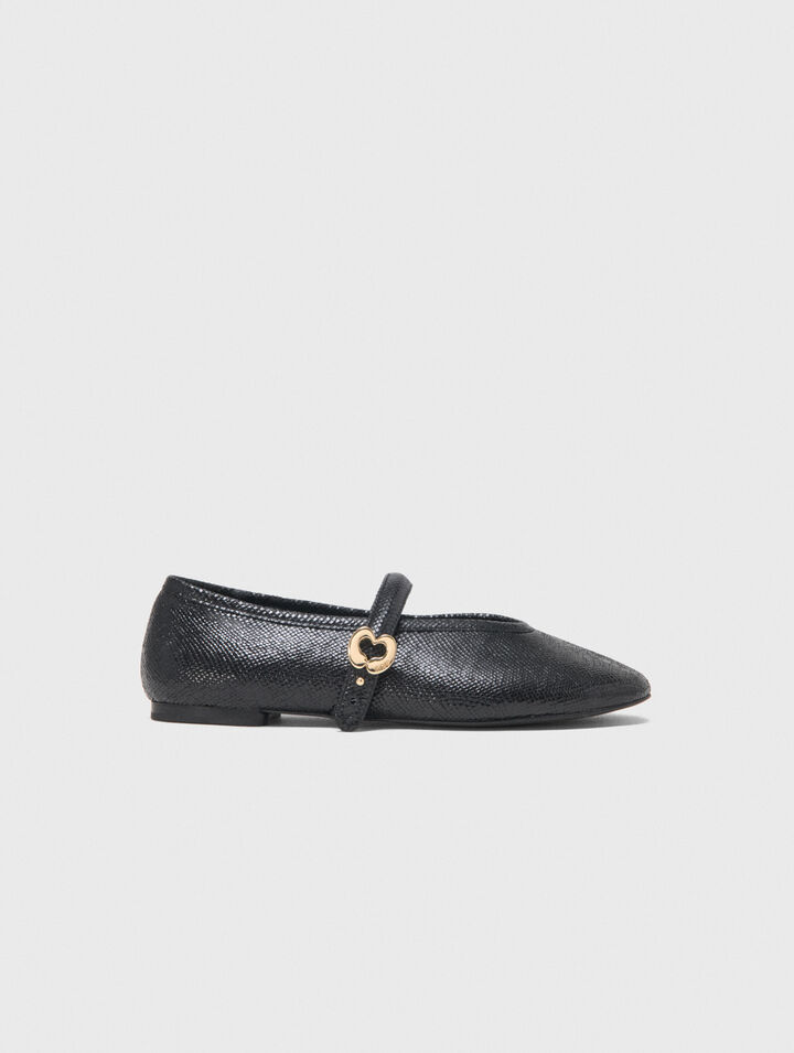 Ballerines en cuir emboss&eacute;