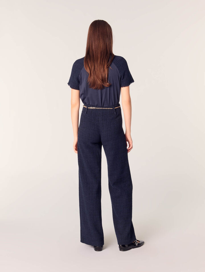 Pantalon en tweed à ceinture chaîne