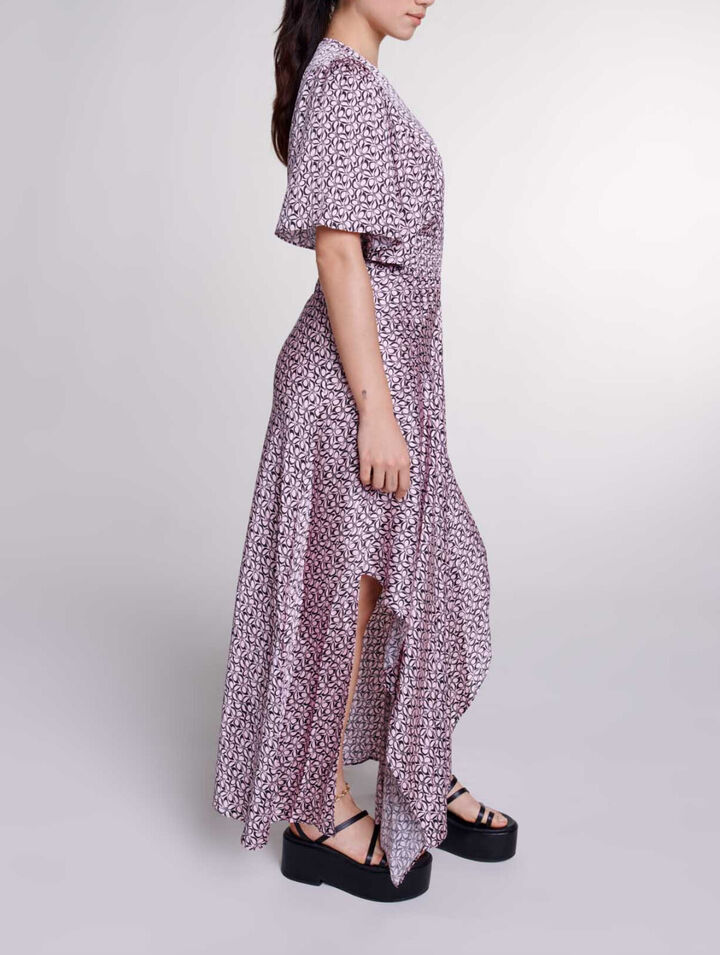Robe longue satinée imprimée