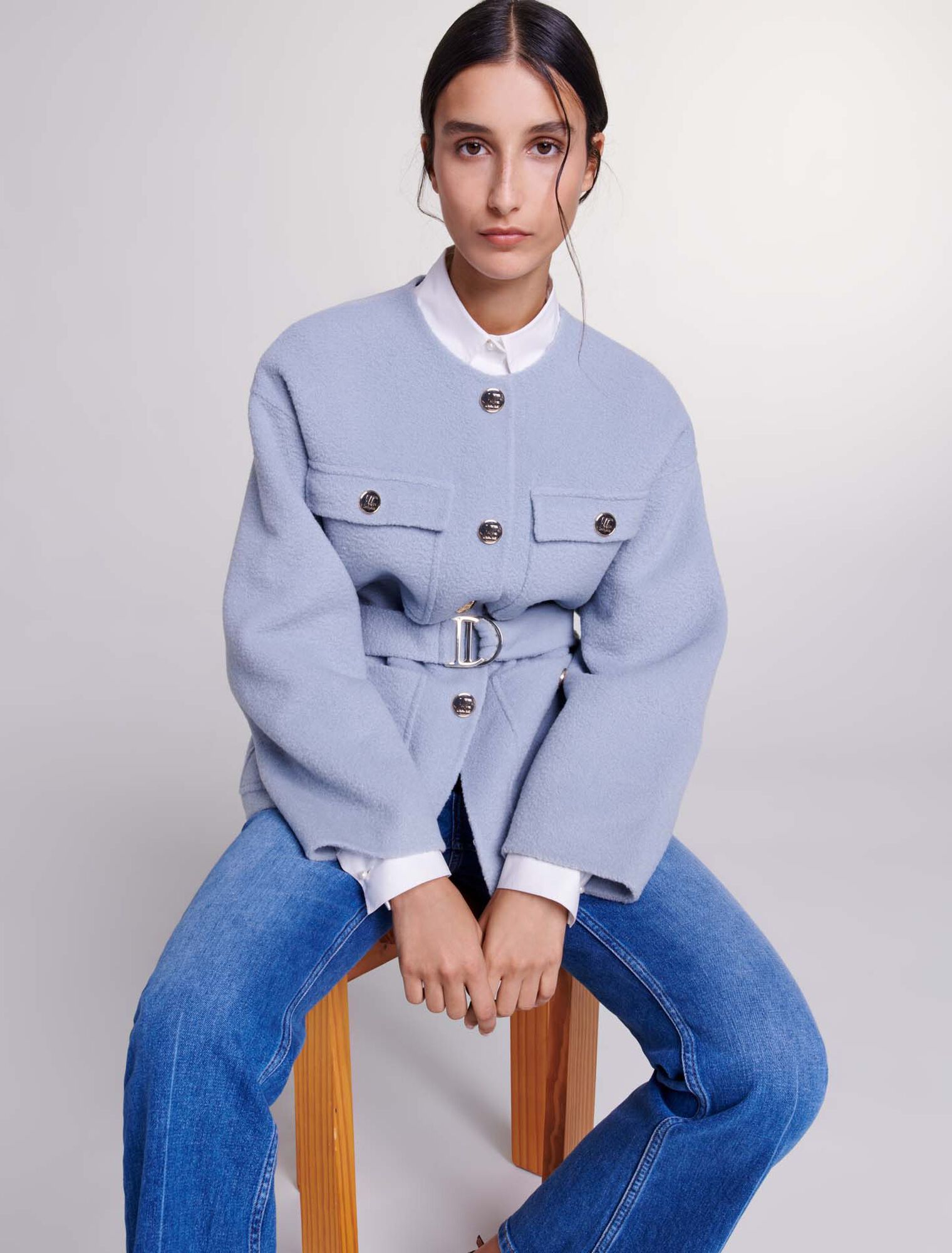Manteau court ceinturé