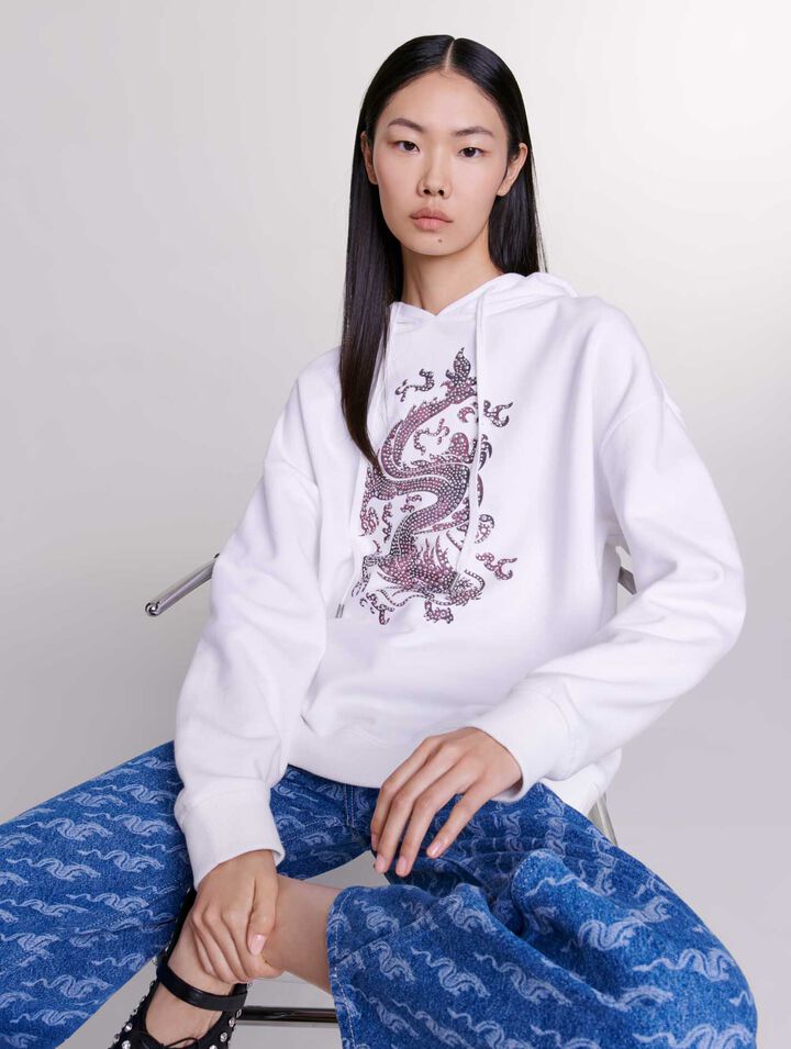 Sweatshirt oversize à strass