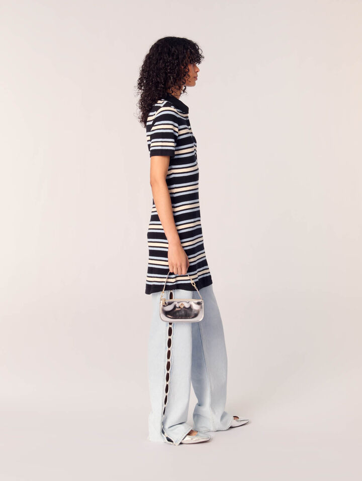Robe polo en maille à rayures