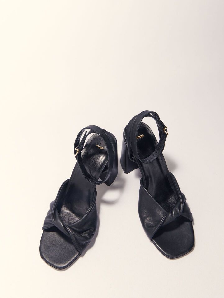 Sandales en cuir lisse à talon