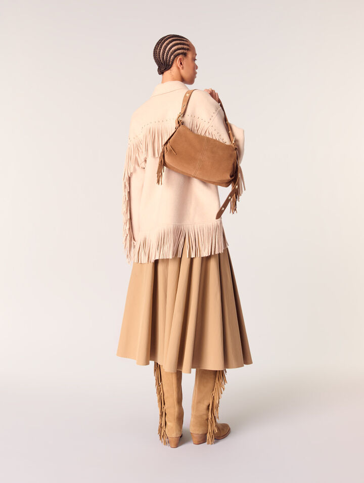 Manteau en double face à franges