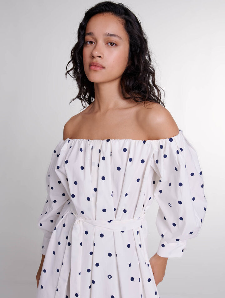 Robe chemise à encolure bardot 