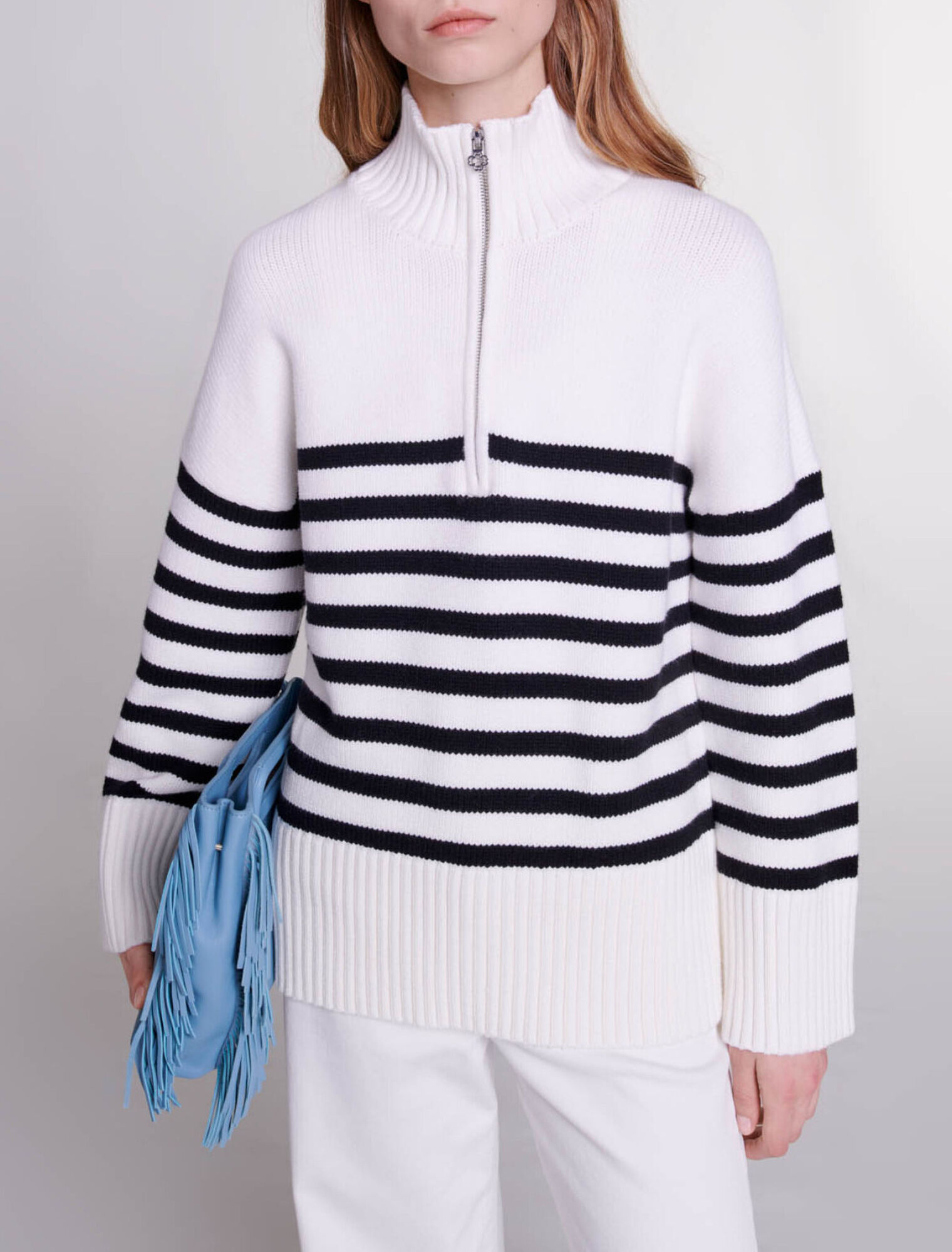 Pull marinière col zippé