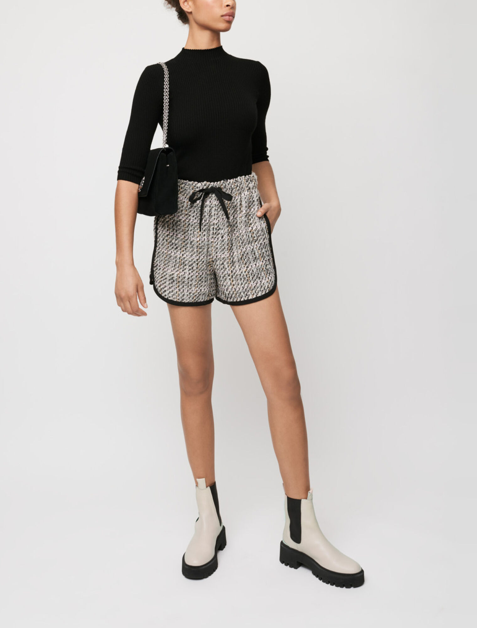 Short façon tweed contrasté