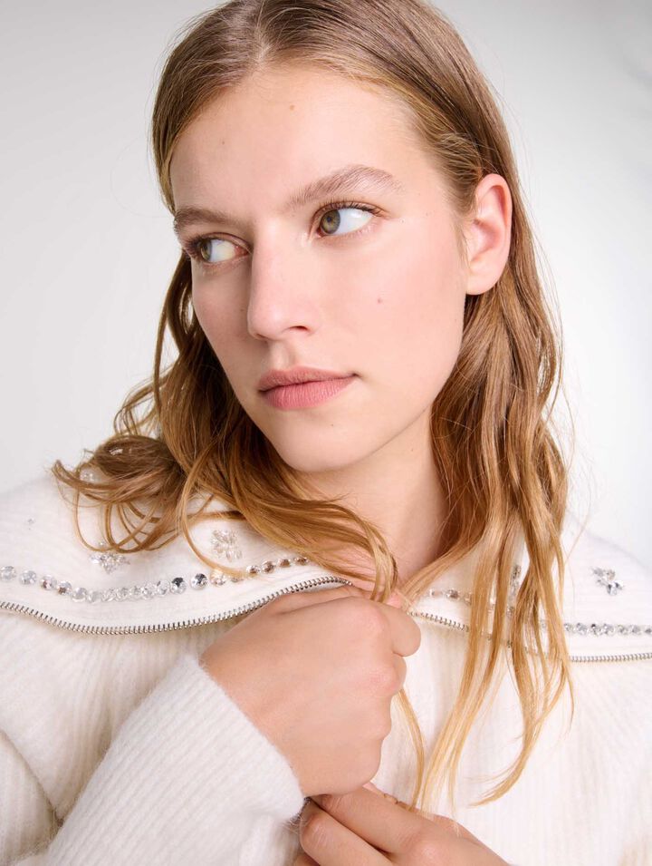Cardigan col bijoux