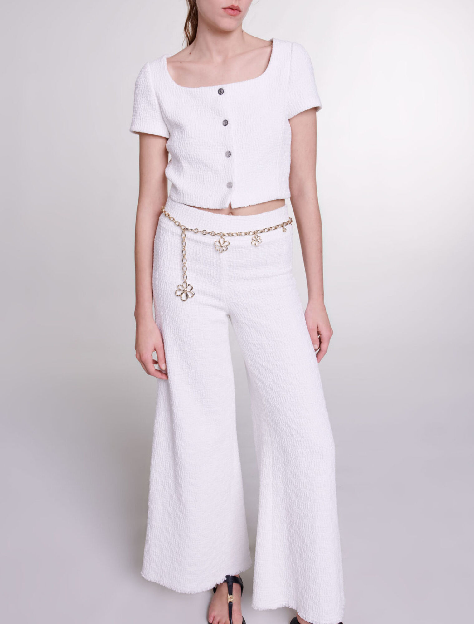 Pantalon large en tweed