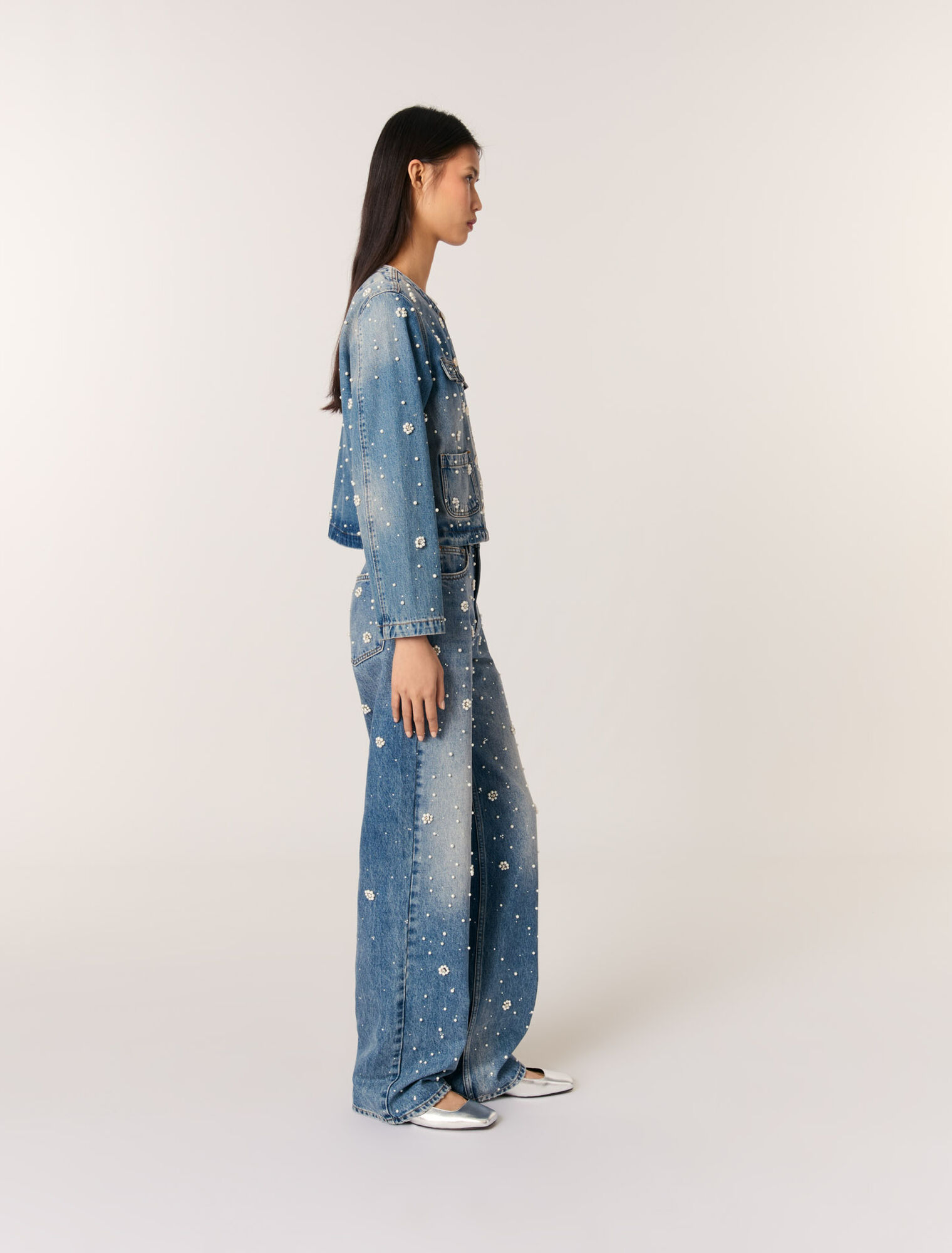 Veste en denim brodé